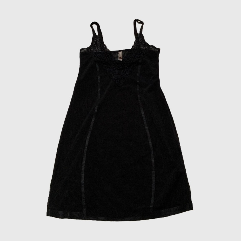Daisy Fuentes Black Mesh Lacy Lingerie Slip Shape Wear Dress Size L
